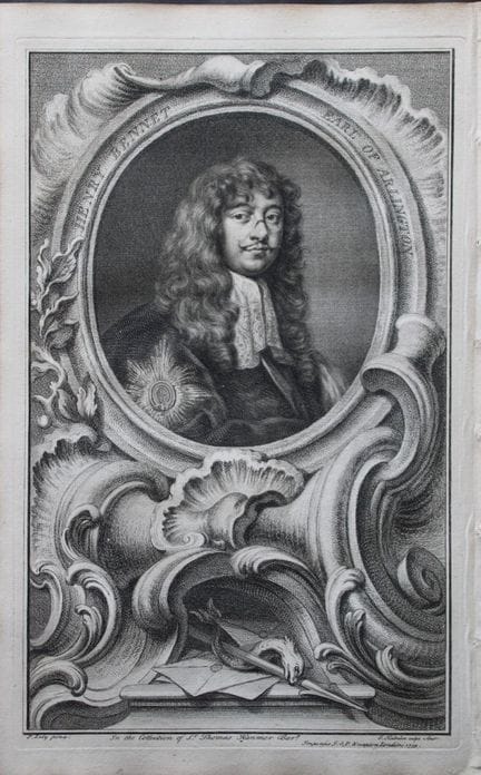 Jacobus Houbraken - Rare engraving of Henry Bennet