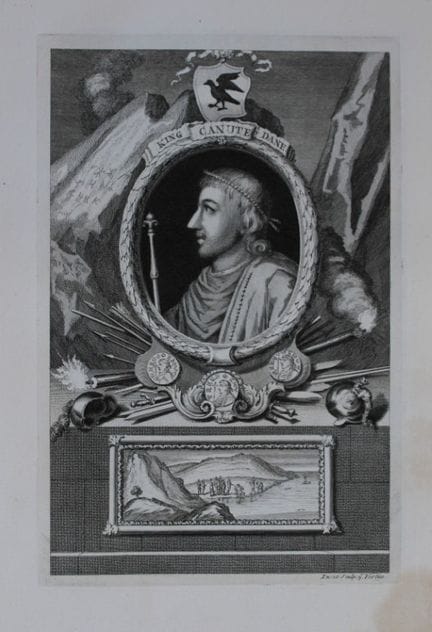 George Vertue - Rare folio engraving  King Canute 