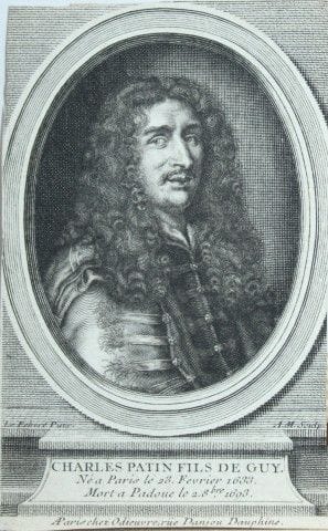 Engraving of Charles Patin  drawn by Claude Lefebv
