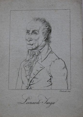 Marco Comirato engraving of Leonardo Targa 1824.

