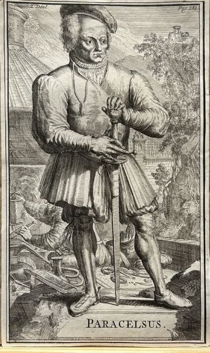 帕拉塞尔苏斯——罗梅因·德·霍赫于1701年雕刻。

这幅版画描绘了著名的瑞士医生、炼金术士和自然哲