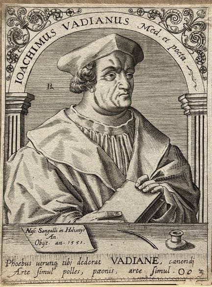 T de Bry 17th century engraving of Joachim Vadian.