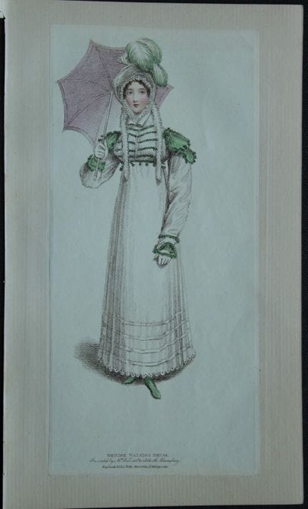 约翰·贝尔——1816年《散步装》版画。

这些原版手绘彩色的水彩蚀刻版画选自鲁道夫·阿克曼的《艺术