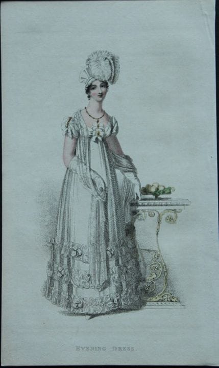 R·阿克曼——1816年晚礼服版画。

这些原版手绘彩色的水彩蚀刻版画选自鲁道夫·阿克曼的《艺术、文