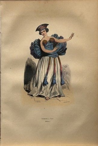 A Wahlen - Grabado en xilografía de una bailarina 