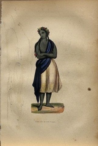 Une gravure sur bois de Wahlen représentant une je