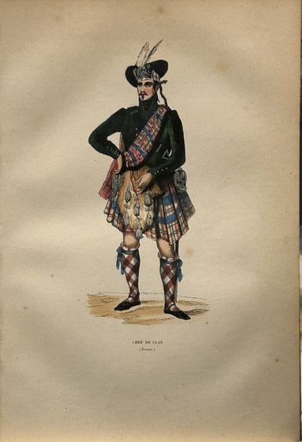 A Wahlen - Woodcut engraving of Clan Chief 1843.

