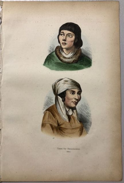 A Wahlen - Woodcut engraving of Kamchadal types 18