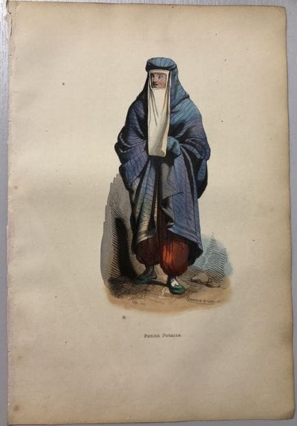 A Wahlen - Woodcut engraving of Persian Lady 1843.