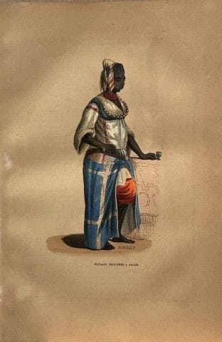 A Wahlen - Woodcut engraving of Servant in Algeria