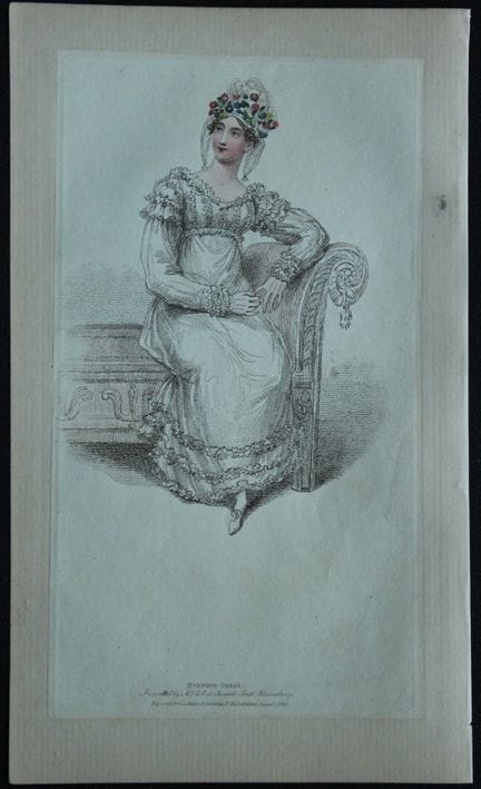 John Bell - Grabado de un vestido de noche, 1816.
