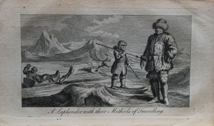 Gravure représentant un Lapon et ses moyens de dép