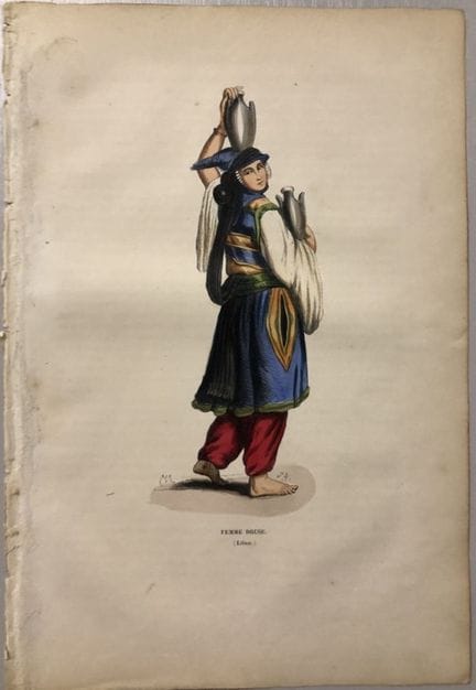 A Wahlen - Woodcut engraving of Druze Lady 1843.

