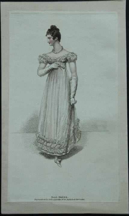 R·阿克曼——1816年舞会礼服版画。

这些原版手绘彩色的水彩蚀刻版画选自鲁道夫·阿克曼的《艺术、