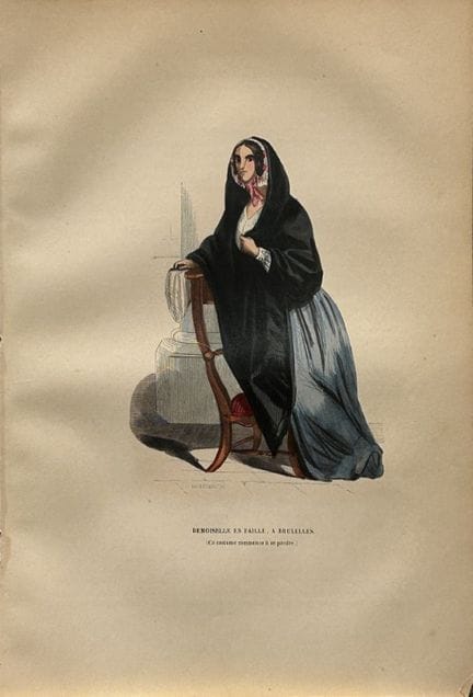 A Wahlen - Woodcut engraving of lady from Brussels