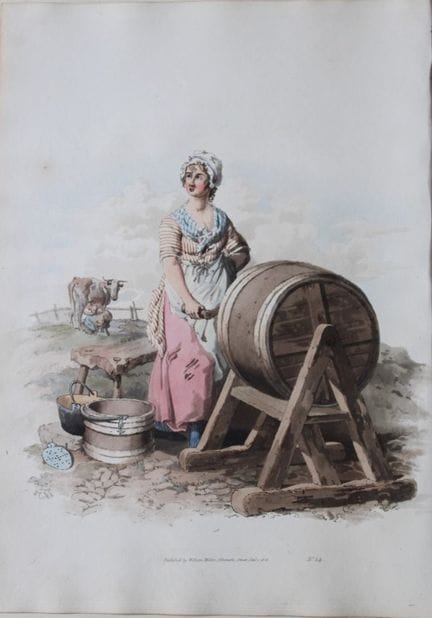 William H. Pyne - Femme barattant du beurre, 1808.