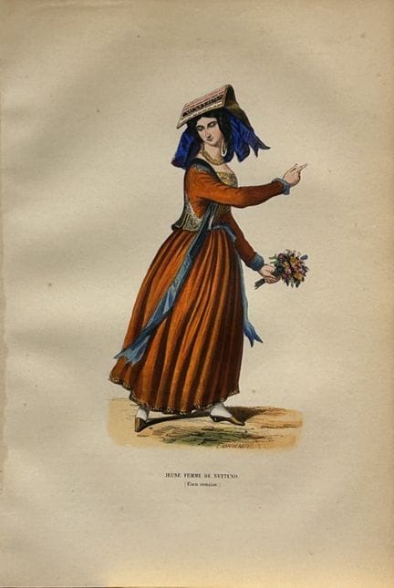 A Wahlen - Woodcut engraving of young woman from N