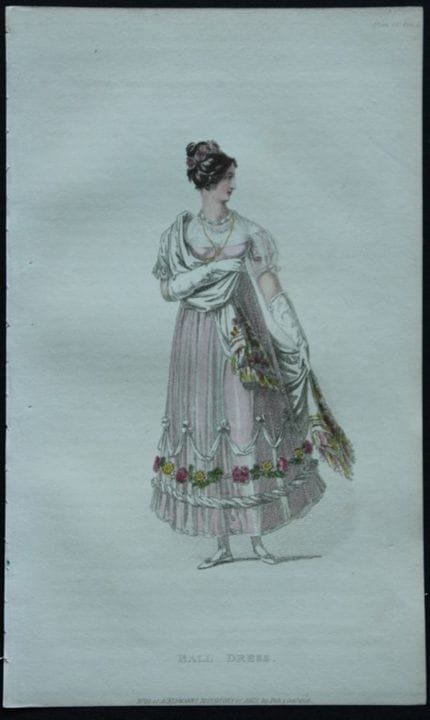 R·阿克曼——1816年舞会礼服版画。

这些原版手绘彩色的水彩蚀刻版画选自鲁道夫·阿克曼的《艺术、