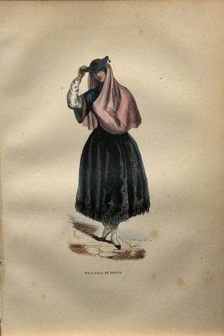 Une gravure sur bois de Wahlen représentant une je