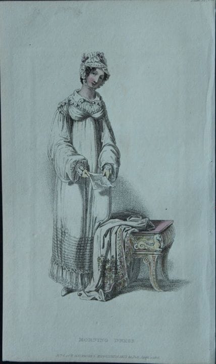 R·阿克曼——1816年《散步礼服》版画。

这些原版手绘彩色的水彩蚀刻版画出自鲁道夫·阿克曼的《艺