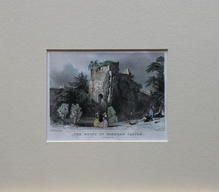 AW Wray - Ruinas del castillo de Farnham, grabado 