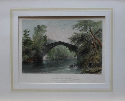 WH Bartlett - Puente de Doune, Escocia, grabado po