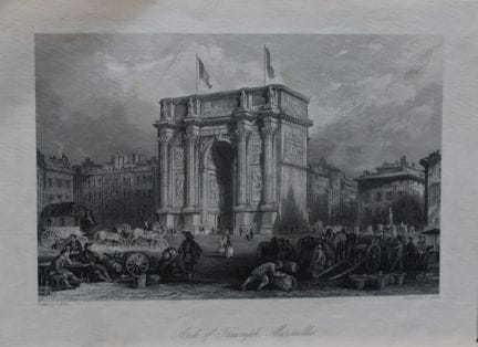 Thomas Allom - Arco del Triunfo, Marsella, grabado