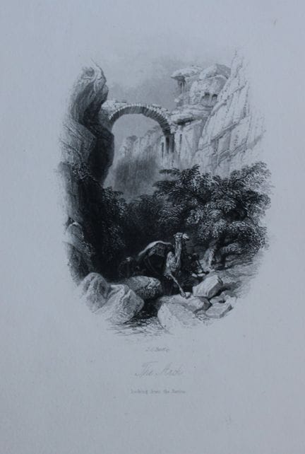 WH Bartlett - L'Arche, Pétra (Jordanie), gravure d