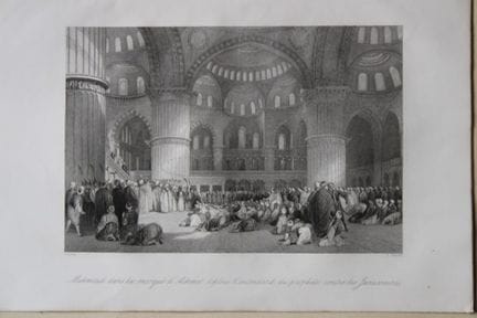 T. Allom - Mahmoud à la mosquée d'Achmet, gravure 