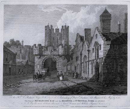 Thomas Hearne - La puerta de Mickle-gate y el Hosp