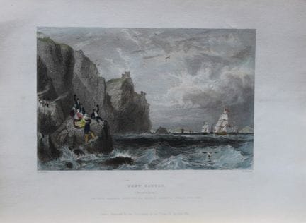 Thomas Allom - Fast Castle, Berwickshire, grabado 