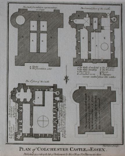 Alex Hogg - Plan of Colchester Castle, Essex 1786.