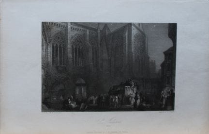 JMW Turner - St Julian's, Tours, Francia, grabado 