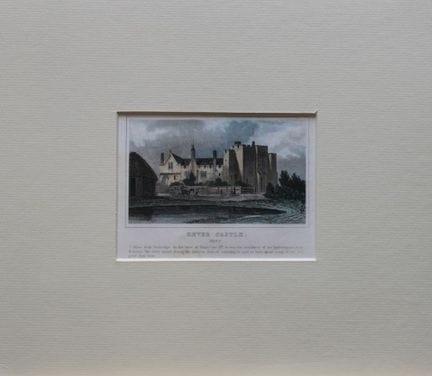 Grabado coloreado a mano del castillo de Hever, en