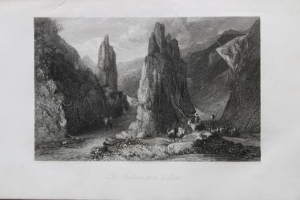 T. Allom – Les Balkans près d’Aidos, gravure de T.