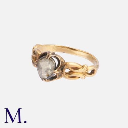 Bague géorgienne en or 18 carats sertie d'un diama
