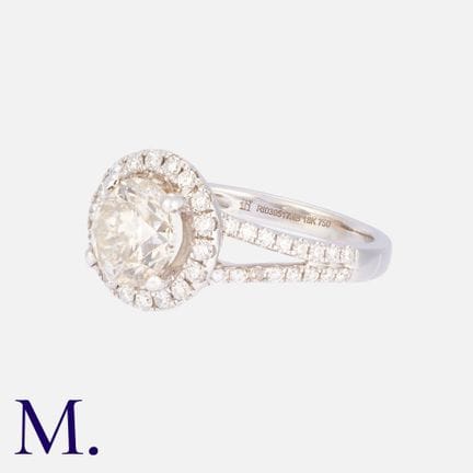 Bague en diamant, en or blanc 18 carats, sertie d'