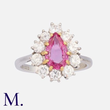Bague « cluster » en or blanc 18 carats, sertie d'