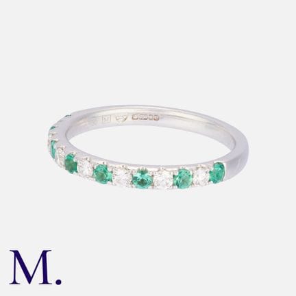 Bague « demi-éternité » en or blanc 18 carats, ser
