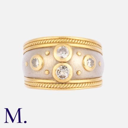 Bague en diamant en or jaune et blanc 18 carats, d