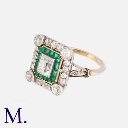 Bague Art déco en or jaune et platine, de style « 