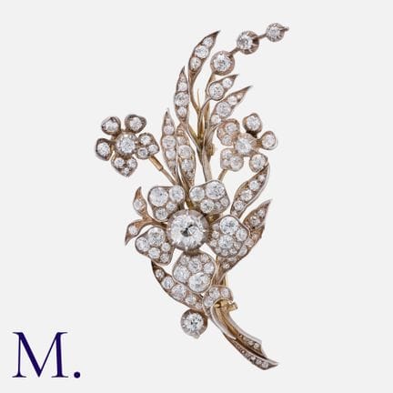 Grande broche en forme de bouquet, en or jaune et 