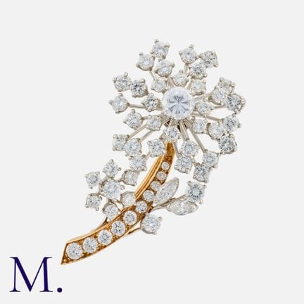 Attribuée à OSCAR HEYMAN, broche en forme de fleur