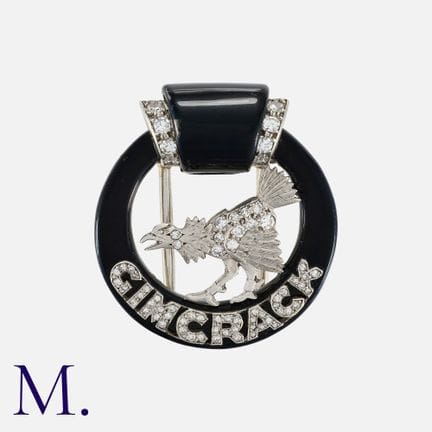 CARTIER, Broche Art Déco en émail et diamants, en 