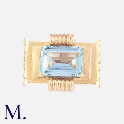 Bague rétro en or jaune 18 carats, sertie d'une ai