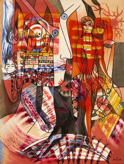Alfred Pellan, Redoute, 1954, Óleo y tinta de colo