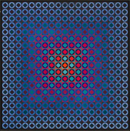Victor Vasarely, Kezdi, 1968, témpera al huevo sob