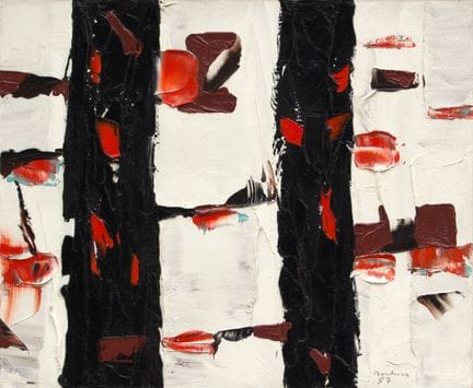 Paul-Émile Borduas, «Pétales et pieux», 1957, óleo