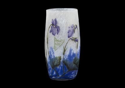 DAUM FRERES, Bicchiere con motivo di violette, H 1
