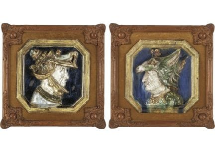 UNBEKANNTER TÖPFEREI, Relief (Paar), 43,6 x 43,6 c